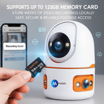 Maizic Smarthome TRIGENIE 5MP×3 Triple Lens WiFi Indoor CCTV Camera | Ultra HD 3-Screen View | Color Night Vision | AI Human Detection | 2-Way Audio | Multi-User Access | 128GB SD Card Support