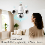 Maizic Smarthome Trion Bulb 5+5+5MP FHD Triple Lens WiFi CCTV Camera | Manual Side Rotation | 360° View | Color Night Vision | AI Human Detection | Two-Way Audio | Indoor Security | TF Card Support