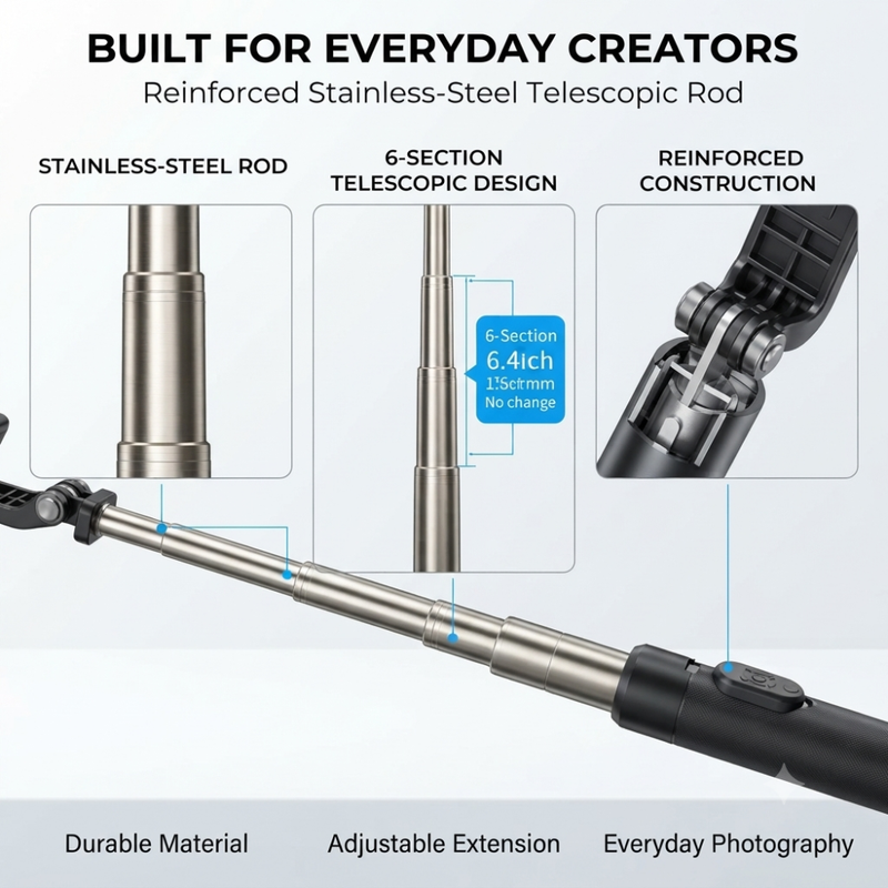 Maizic Smarthome 1 CreatorPod 11 70cm Selfie Stick Tripod with Bluetooth Remote, Reinforced Extendable Mobile Phone Stand for iPhone & Android, Vlogging, Reels, Selfies, Group Photos & Travel