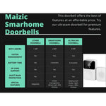 Maizic Smarthome 3MP Wi-Fi Smart Video Doorbell | Full HD Clarity, Night Vision, Motion Alerts, 2-Way Talk, Easy App Control & Installation