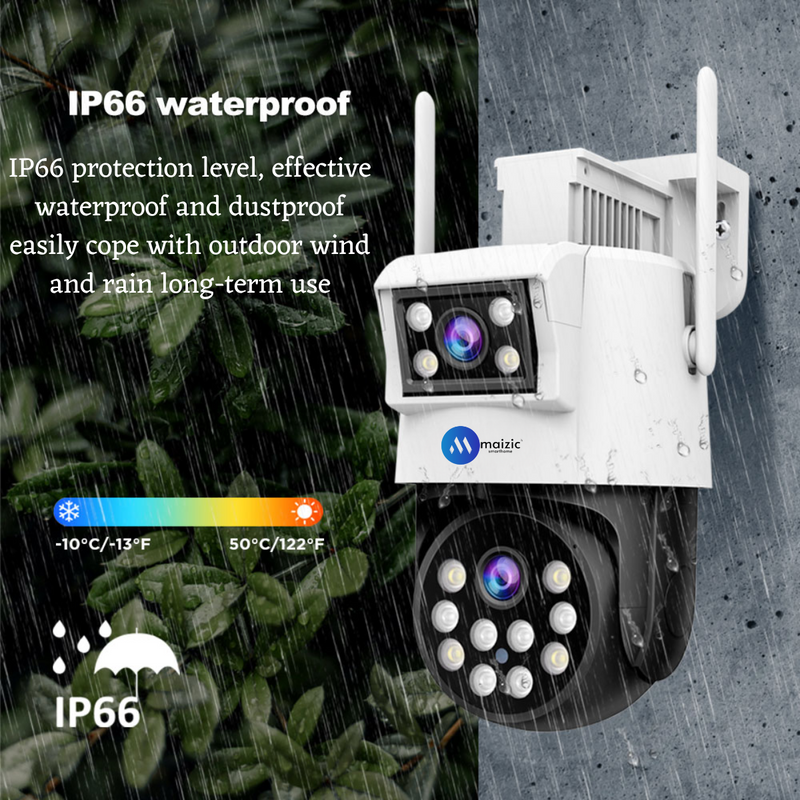 Maizic Smarthome 360° Ultra 2k Resolution 6+6MP Full HD Pan/Tilt WiFi CCTV Outdoor Camera, Compatible with Nvr & Onvif