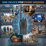 Maizic Smarthome Portable Walkie Talkie Set | 5 KM Long Range Two-Way Radio | 16 Channel 27MHz CB Radio | Rechargeable Handheld Communication Device for Security, Hiking & Travel (Black, Pack of 2)