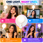 Maizic Smarthome MJ-01 RGB Clip Fill Light for Mobile & Laptop | 1000mAh Rechargeable Selfie Light, 5%-100% Dimming, Soft RGB Light, 180° Adjustable Clip | Reels, Vlogging, Makeup & Video Calls