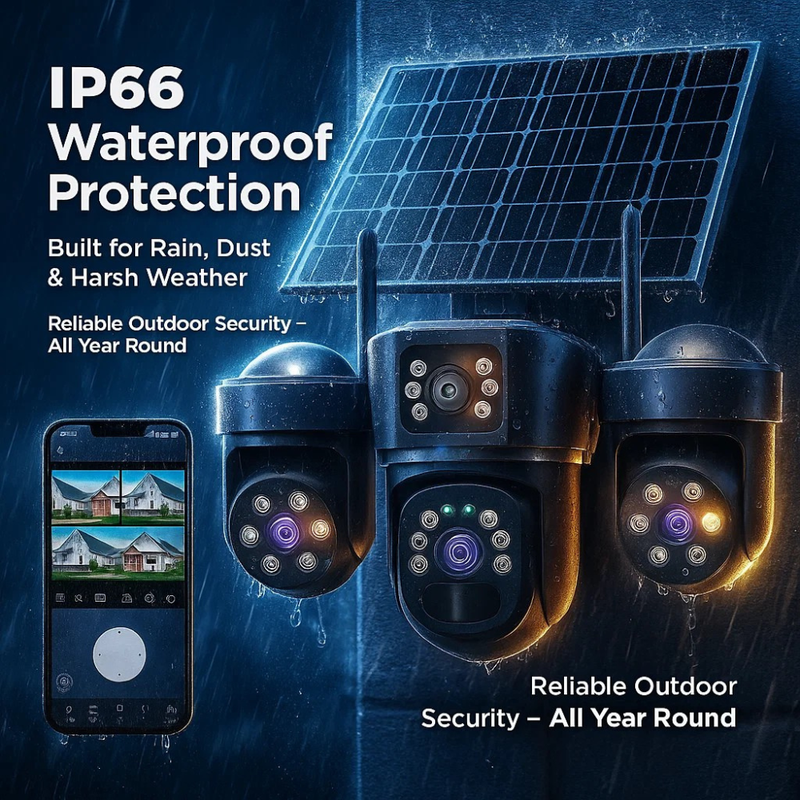 Maizic Smarthome UltraGenie Max 5MP×3 UHD Triple Lens/Screen Triple PTZ WiFi Solar Outdoor CCTV Camera | Color Night Vision | Human Detection | Two-Way Audio | IP66 Waterproof | Multi-User View