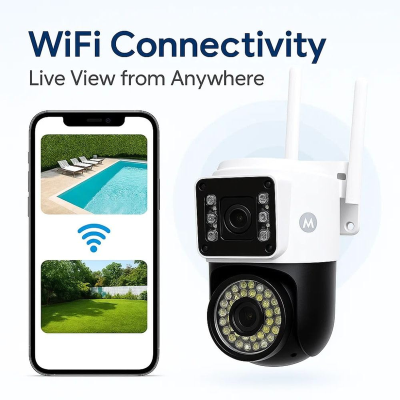 Maizic Smarthome SuperCam 36IR Dual Lens 5MP+5MP UHD WiFi Outdoor CCTV Camera for Home | Dual Screen View | Color Night Vision | AI Human Detection | 2-Way Audio | ONVIF | Wireless Security Camera