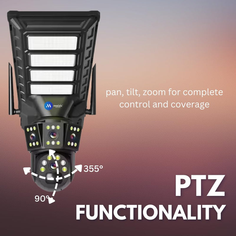 Maizic Photon X 12MP 4K 4G Solar CCTV Camera | SIM-Based with 100W Street Light | 18,000mAh Battery | 360° Pan-Tilt | IP66 Waterproof | Outdoor & Farm Security