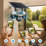 Maizic Smarthome TRIGENIE 4G Solar 6MP×3 FHD 3 Lens/3 Screen AI Triple PTZ Outdoor CCTV Camera | 360° View | Color Night Vision | Human Detection | 2-Way Audio | IP66 Waterproof | Multi User View