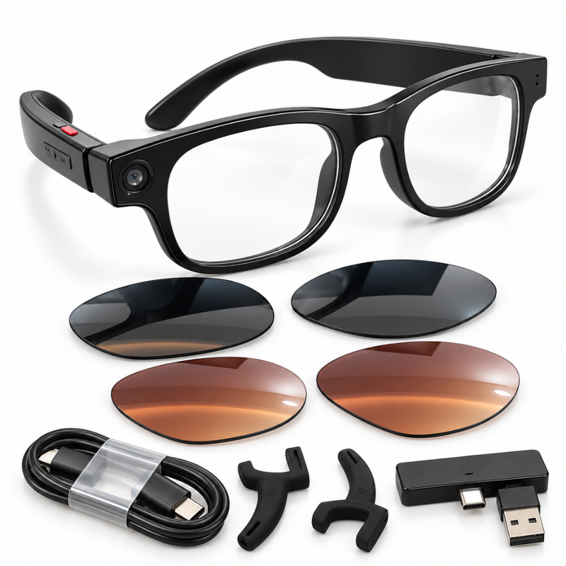Maizic  Smarthome AI G1MAX Smart Glasses with 8MP Camera – AI Vision, Multilingual Translation, Wi-Fi, HD Video Recording, Built-in Mic & Photochromic Lenses