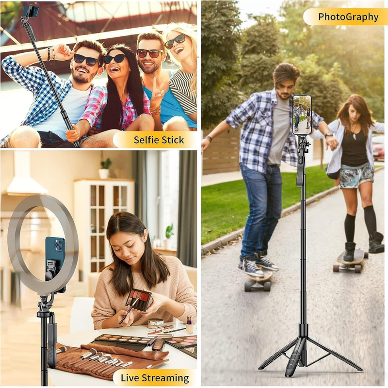 Maizic Smarthome CreatorPod 5 75-Inch Selfie Stick Tripod, 190cm Aluminum Tripod with 360° Ball Head, Detachable Bluetooth Remote & Phone Holder for iPhone, Android, GoPro, Vlogging, Reels & Travel