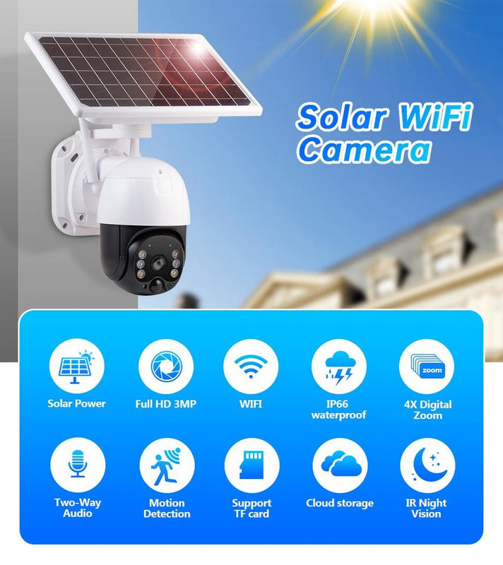 Black Bull Solar Powered Security Camera 3MP 1080P 2-Way Audio Motion Detection Night Vision 4G SIM Card Supported