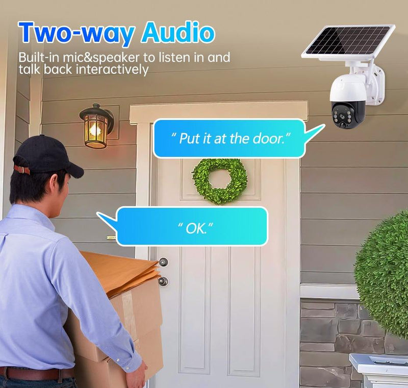 Black Bull Solar Powered Security Camera 3MP 1080P 2-Way Audio Motion Detection Night Vision 4G SIM Card Supported