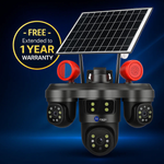 Maizic Smarthome TRIGENIE Siren Wi-Fi Solar Black 5MP×3 FHD Triple Lens AI PTZ Outdoor Security Camera | 360° Pan View | Color Night Vision | Human Detection | 2-Way Audio | IP66 Waterproof