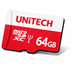 UNiTECH 64GB MicroSD Card – UHS-I SDXC with Adapter | High-Speed, Full HD, Waterproof, Shockproof | For Smartphones, Tablets, CCTV & Action Cams