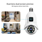 Maizic Smarthome Supercam Pro Dual Lens | 3+3MP Wi-Fi Bulb CCTV Camera (Pack of 2) with 360° View, Dual Screen, Motion Tracking, Color Night Vision, Two-Way Talk | B22 & E27 Holder Compatible