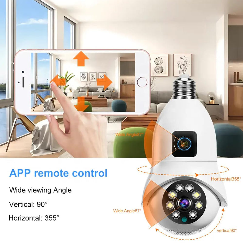 Maizic Smarthome Supercam Pro Dual Lens | 3+3MP Wi-Fi Bulb CCTV Camera (Pack of 2) with 360° View, Dual Screen, Motion Tracking, Color Night Vision, Two-Way Talk | B22 & E27 Holder Compatible
