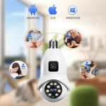 Maizic Smarthome Supercam Pro Dual Lens | 3+3MP Wi-Fi Bulb CCTV Camera (Pack of 2) with 360° View, Dual Screen, Motion Tracking, Color Night Vision, Two-Way Talk | B22 & E27 Holder Compatible