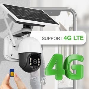 Black Bull Solar Powered Security Camera 3MP 1080P 2-Way Audio Motion Detection Night Vision 4G SIM Card Supported