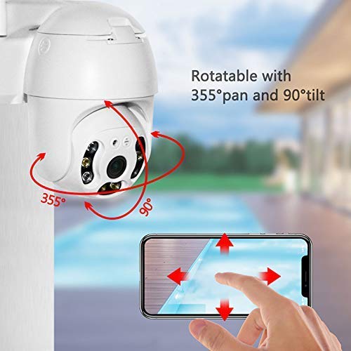 Grousale Full HD1080P Wi-Fi IP66 PTZ v380 PRO Camera Pan Tilt Surveillance Camera, Two Way Audio/Motion Detection/Best Night Vision/Waterproof CCTV Camera Support Upto 128G SD, White