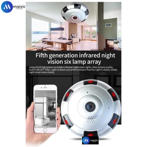 Maizic Smarthome 2 MP Fisheye Panoramic 360 Indoor WiFi Security Camera - Video Capture Resolution: [ HD Resolution], Alert Type: [ Motion Detection ]