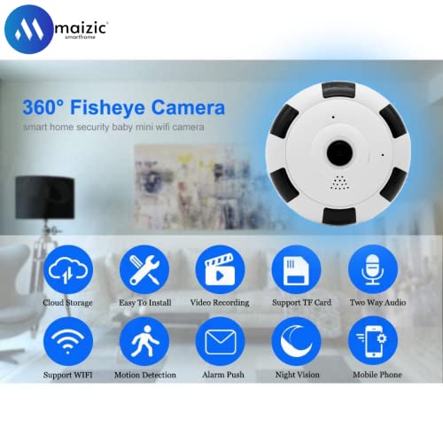 Maizic Smarthome 2 MP Fisheye Panoramic 360 Indoor WiFi Security Camera - Video Capture Resolution: [ HD Resolution], Alert Type: [ Motion Detection ]