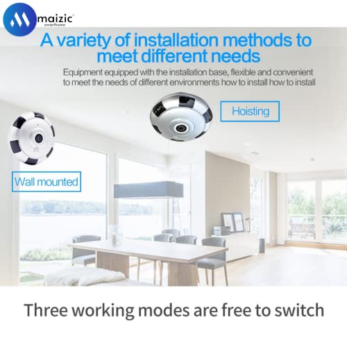 Maizic Smarthome 2 MP Fisheye Panoramic 360 Indoor WiFi Security Camera - Video Capture Resolution: [ HD Resolution], Alert Type: [ Motion Detection ]