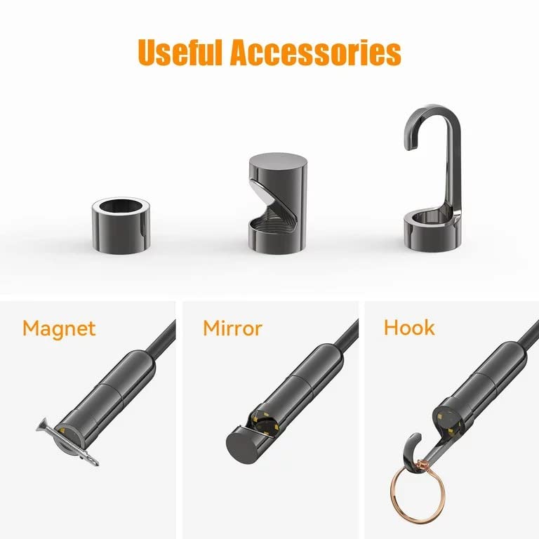 Maizic Smarthome Wired Endoscopic Camera 720p IP67 Waterproof 6 LED – 7M Cable, 8.5mm Diameter Camera, Control Button to Capture Image/Video, 640 * 480 Resolutions