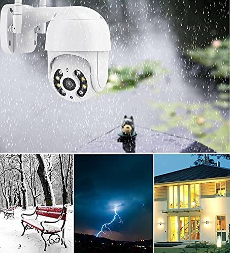 Grousale Full HD1080P Wi-Fi IP66 PTZ v380 PRO Camera Pan Tilt Surveillance Camera, Two Way Audio/Motion Detection/Best Night Vision/Waterproof CCTV Camera Support Upto 128G SD, White