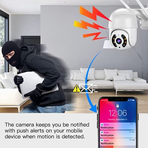 Grousale Full HD1080P Wi-Fi IP66 PTZ v380 PRO Camera Pan Tilt Surveillance Camera, Two Way Audio/Motion Detection/Best Night Vision/Waterproof CCTV Camera Support Upto 128G SD, White