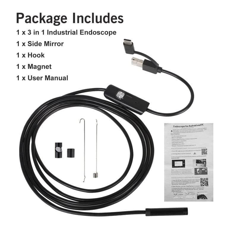 Maizic Smarthome Wired Endoscopic Camera 720p IP67 Waterproof 6 LED – 7M Cable, 8.5mm Diameter Camera, Control Button to Capture Image/Video, 640 * 480 Resolutions