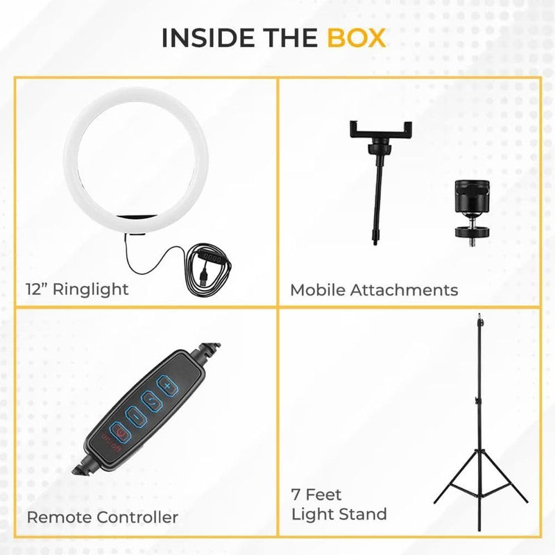 Maizic Smarthome Professional (12 Inch) Led Ring Light with 7 Feet Tripod Stand for Mobile Phones & Camera, 3 Temperature Mode Dimmable Lighting, Photo-Shoot, Video Shoot, Makeup and More