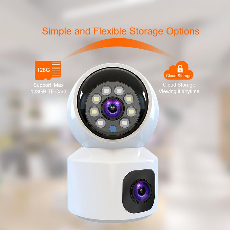 Maizic Smarthome Supercams Dual Lense 5MP High Resolution Advance Motion Tracking Night Vision NVR Compatible Smart WiFi Indoor Security Camera with TF Card supprt and Two Way Audio