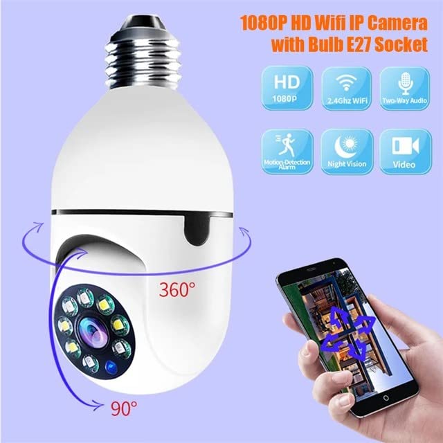 Renewed Robo Bulb Camera – Motion Detection Alert, Two Way Easy Communication, IP66 Waterproof Outdoor/Indoor Security Camera