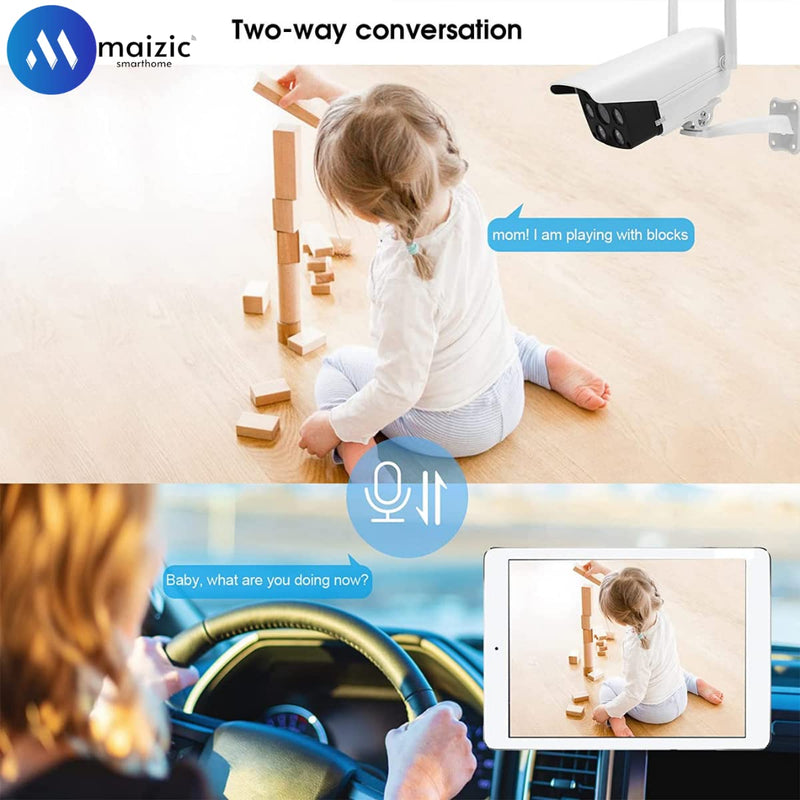 Maizic Smarthome 4G/5G Sim Security Camera Live View Night Vision Motion Detection 2 Way Intercommunication