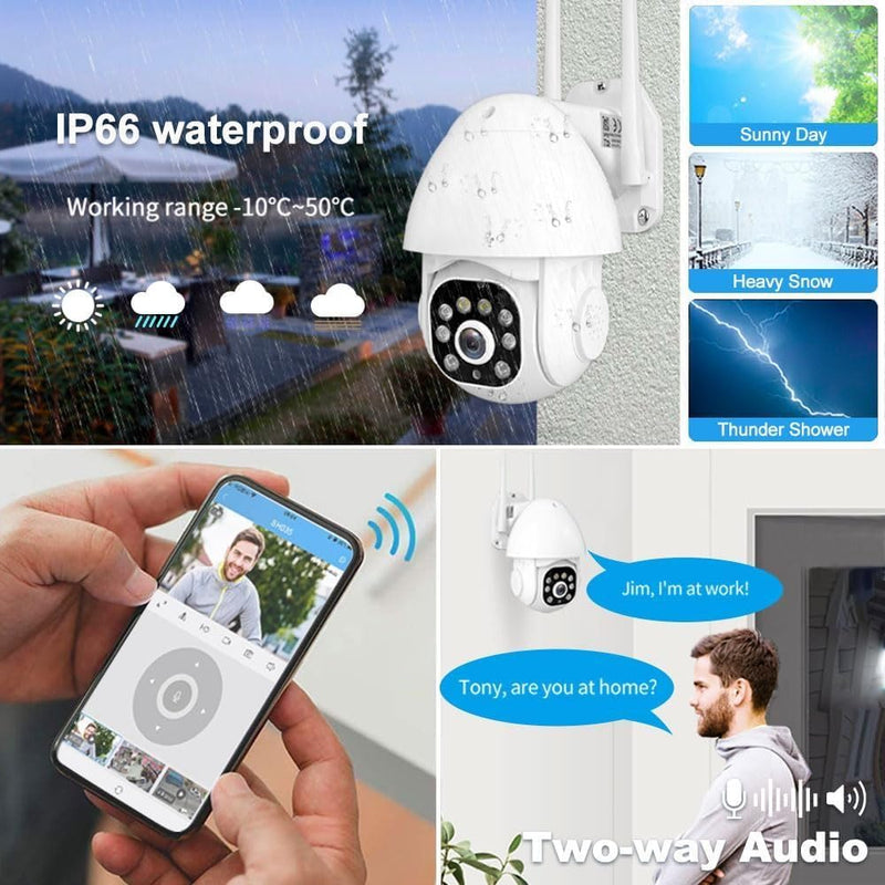 Srihome Ultracams 5 MP Outdoor PTZ WiFi Camera with IP66 Waterproof, Colored Night Vision, NVR Compatible, Motion Detection, Motion Tracking and Two Way Audio