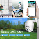 Grousale Full HD1080P Wi-Fi IP66 PTZ v380 PRO Camera Pan Tilt Surveillance Camera, Two Way Audio/Motion Detection/Best Night Vision/Waterproof CCTV Camera Support Upto 128G SD, White