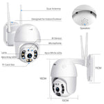 Grousale Full HD1080P Wi-Fi IP66 PTZ v380 PRO Camera Pan Tilt Surveillance Camera, Two Way Audio/Motion Detection/Best Night Vision/Waterproof CCTV Camera Support Upto 128G SD, White