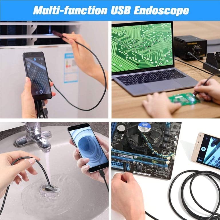 Maizic Smarthome Wired Endoscopic Camera 720p IP67 Waterproof 6 LED – 7M Cable, 8.5mm Diameter Camera, Control Button to Capture Image/Video, 640 * 480 Resolutions