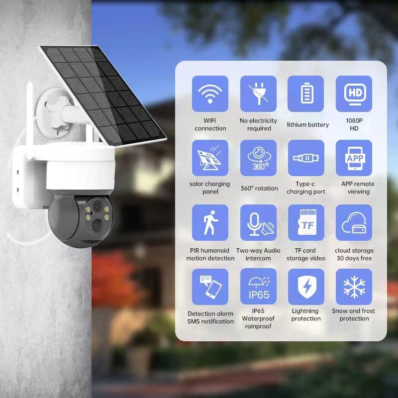 Ubercam Series 5MP Solar WiFi Night Vision, Motion Detection IP PTZ Wireless CCTV Camera
