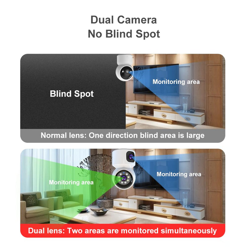 Maizic Smarthome Supercams Dual Lense 5MP High Resolution Advance Motion Tracking Night Vision NVR Compatible Smart WiFi Indoor Security Camera with TF Card supprt and Two Way Audio