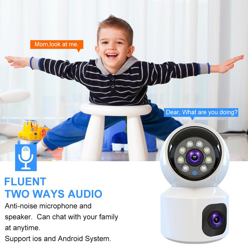 Maizic Smarthome Supercams Dual Lense 5MP High Resolution Advance Motion Tracking Night Vision NVR Compatible Smart WiFi Indoor Security Camera with TF Card supprt and Two Way Audio