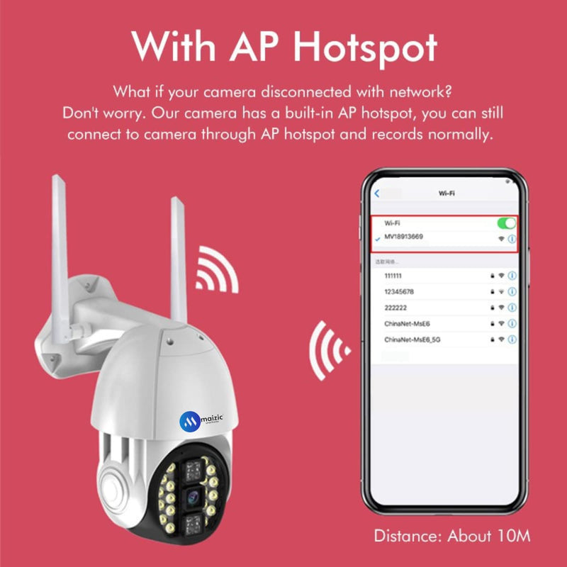 Maizic Smarthome Fox Ultra WiFi 1080P Infrared Night Vision 3MP PTZ Security Camera