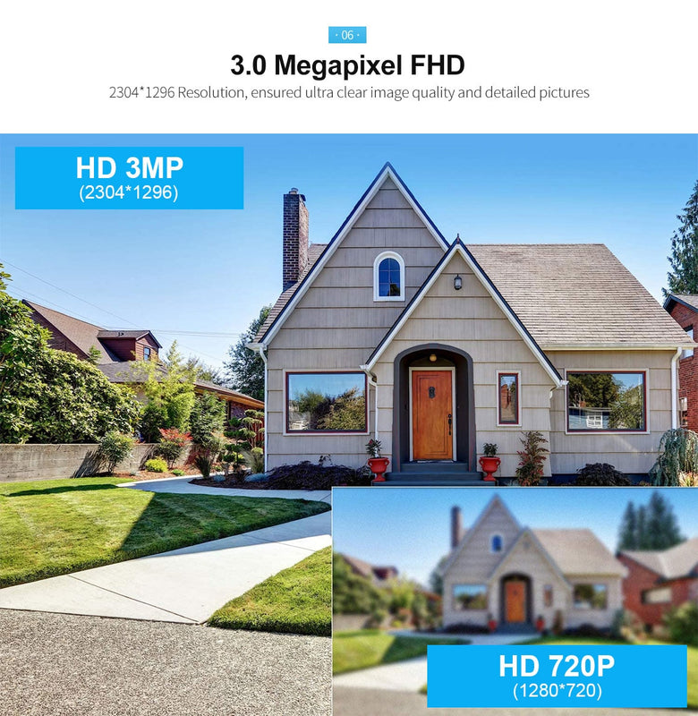 3MP IP Wifi Wireless Home battery Security Camera System