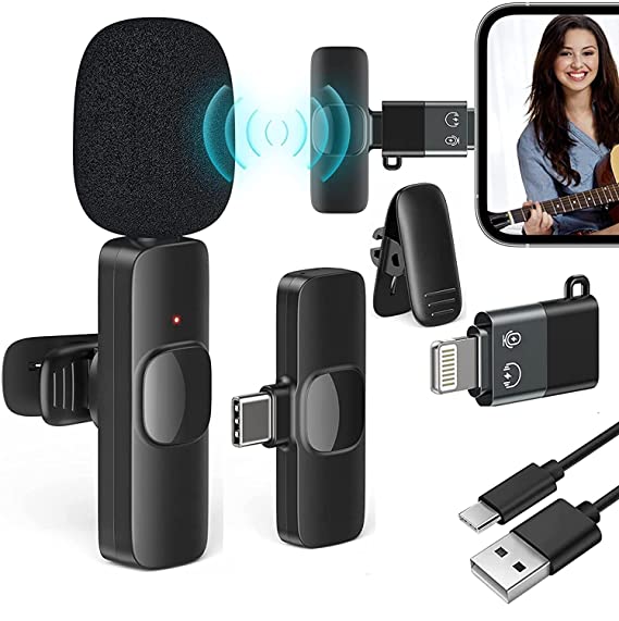 K8 Wireless Collar Mic Mini Omnidirectional Lapel Collar for iPhon&Android TypeC Microphone